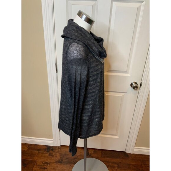 Moth Anthropologie Gray Striped Cowl Neck Sweater, Size L - Picture 2 of 5